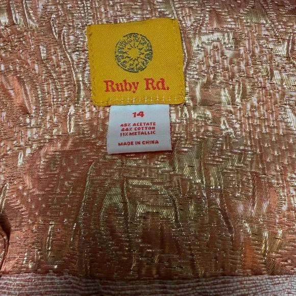 Ruby Rd. metallic paisley jacket in a beautiful copper-gold tone, size 14. - Picture 2 of 8